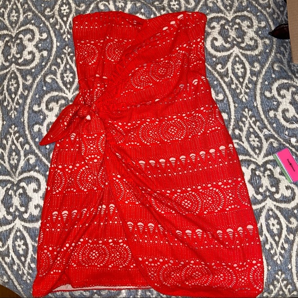 Free people coral red strapless dress - Picture 4 of 5